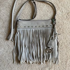 Michael Kors studded suede fringe crossbody purse